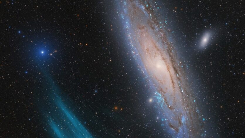 Andromeda Galaksisi plazma yayının yanında gösterildi